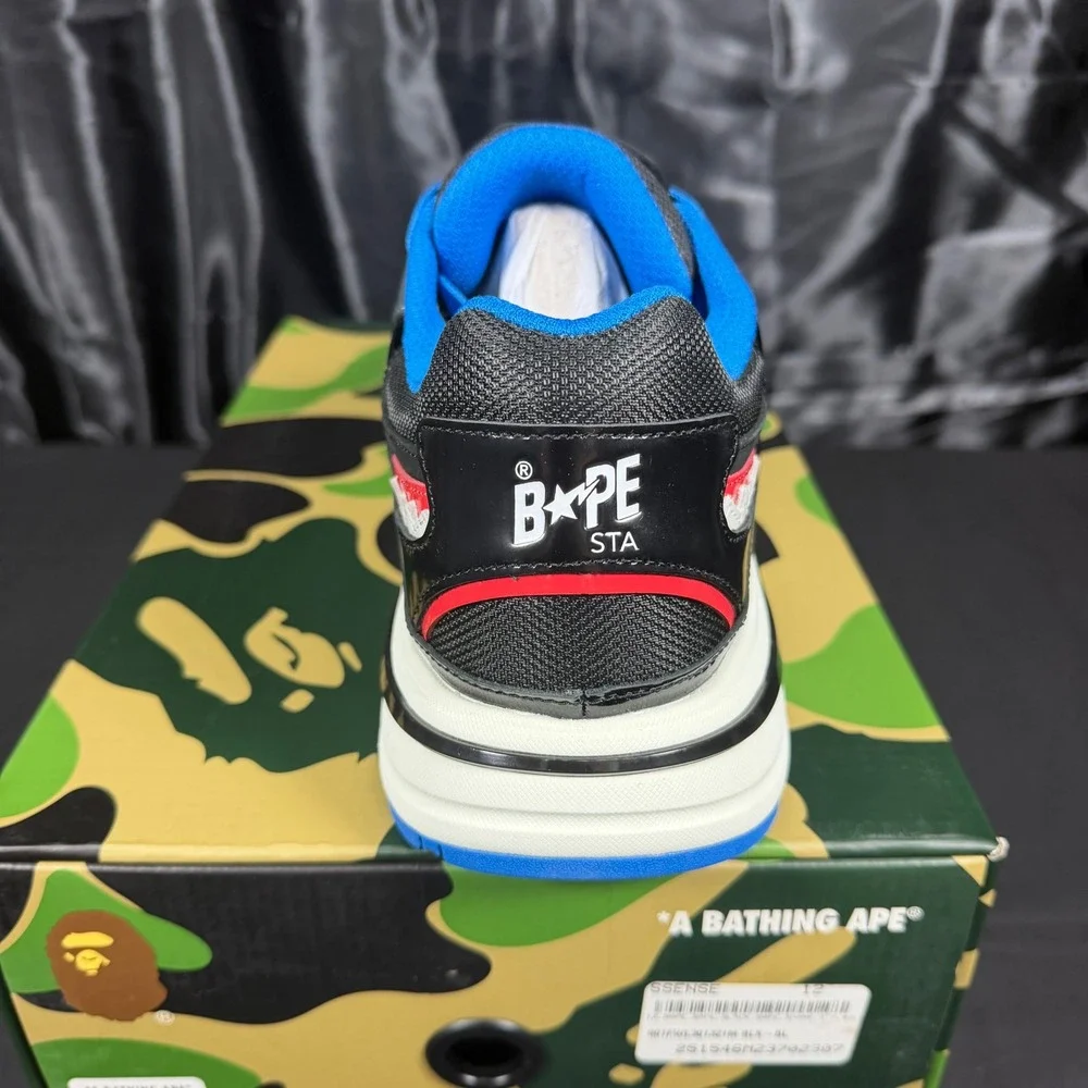 A Bathing Ape Bape Shark Sta #3 Black Blue Red Sneakers 1L30191321 Mens 12 NEW